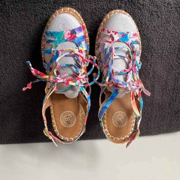 SO Women’s Multi Color Lace Up Espadrilles - Size 7.5 - Picture 6 of 9
